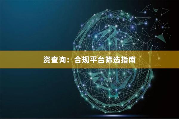 资查询：合规平台筛选指南